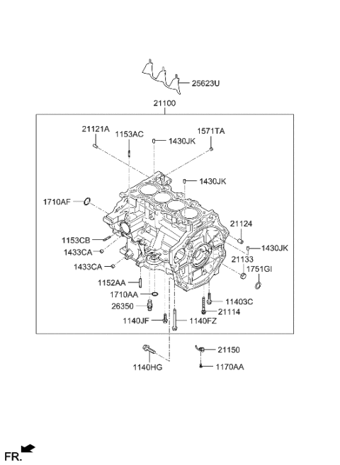 2020 Hyundai Accent Insert-Water Jacket In Diagram for 21171-2M010