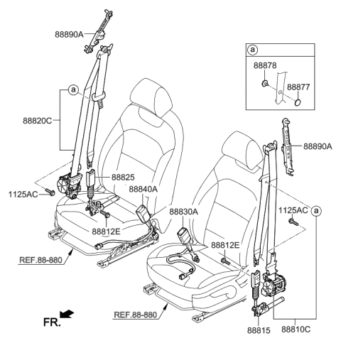 2021 Hyundai Accent Seat Belt PRETENSIONER,LH Diagram for 88850-H9500-WK