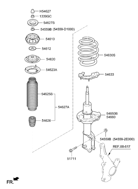 2019 Hyundai Accent Front Spring & Strut Diagram