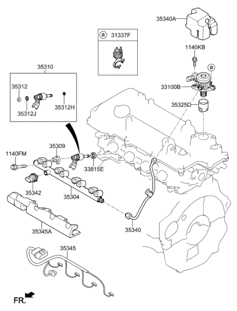 2020 Hyundai Accent Injector Assembly-Fuel Diagram for 35310-2B150