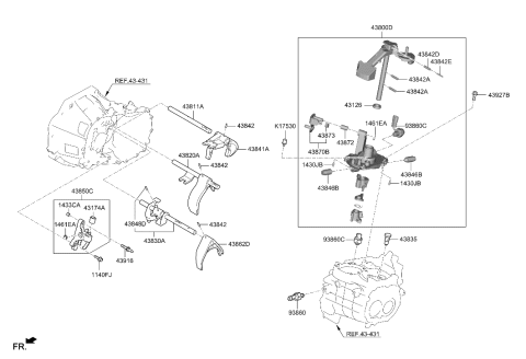 2022 Hyundai Accent Gear Shift Control-Manual Diagram 1