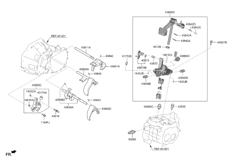 2020 Hyundai Accent Gear Shift Control-Manual Diagram 1