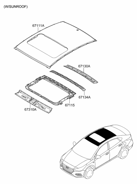 2018 Hyundai Accent Roof Panel Diagram 2