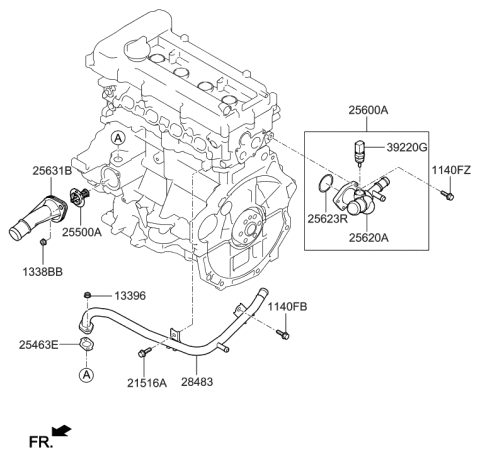 2023 Hyundai Genesis Electrified G80 Fitting-Coolant Inlet Diagram for 25631-2B050