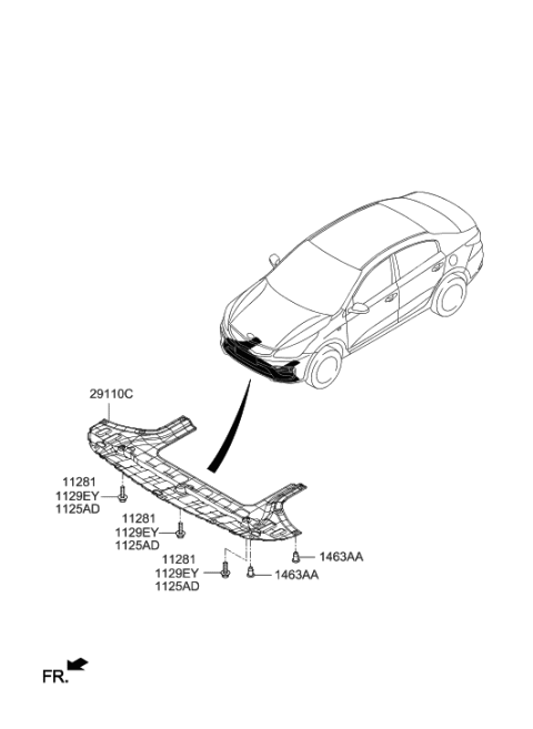 2022 Hyundai Accent Panel Assembly-Under Cover Diagram for 29110-J0100