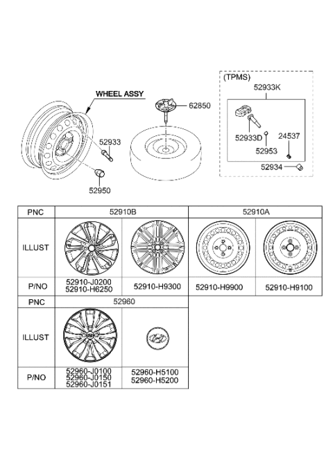 2022 Hyundai Accent Clamp-Spare Tire Diagram for 62850-B9000