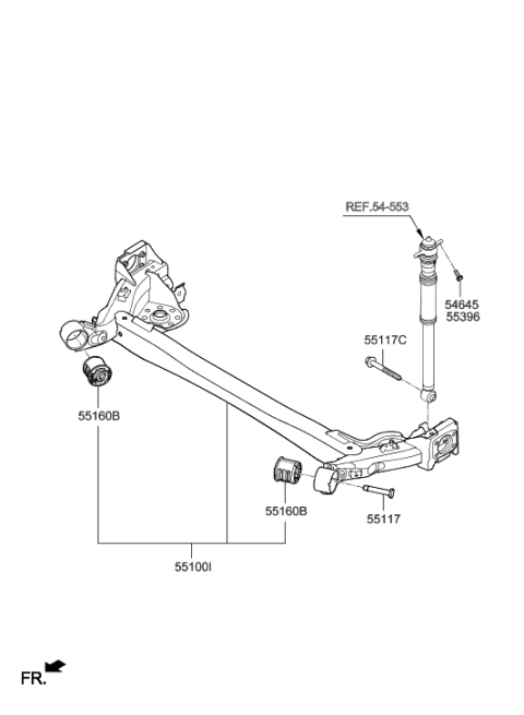 1992 Hyundai Sonata Torsion Axle Complete Diagram for 55100-H9600