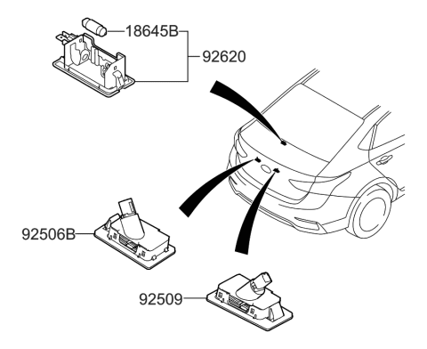 2019 Hyundai Accent License Plate & Interior Lamp Diagram