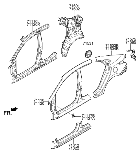 2018 Hyundai Accent Panel-Side Sill Outrer,RH Diagram for 71322-J0D00