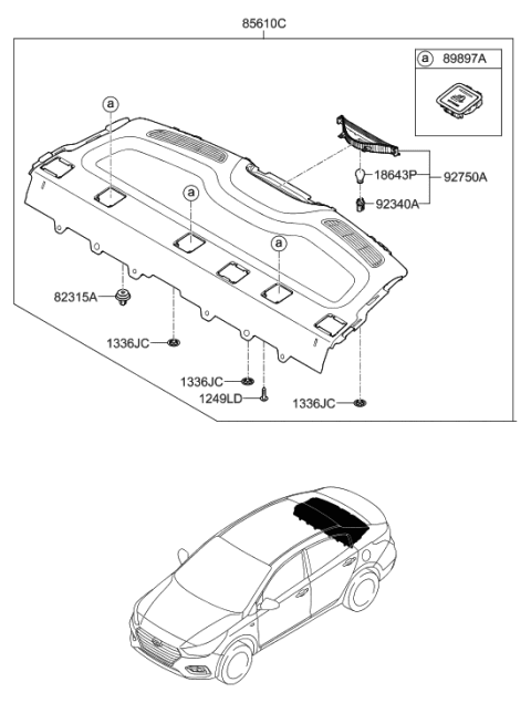 2022 Hyundai Accent Trim Assembly-Package Tray Rear Diagram for 85610-J0000-TRY