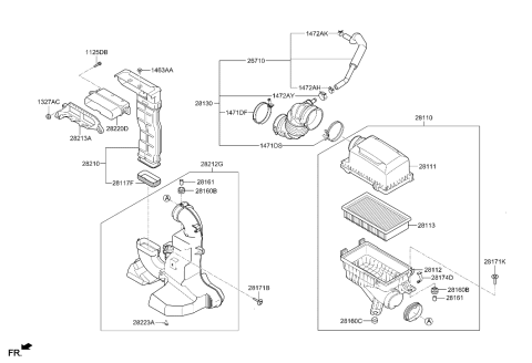 2020 Hyundai Accent Duct Assembly-Air Diagram for 28210-H9600