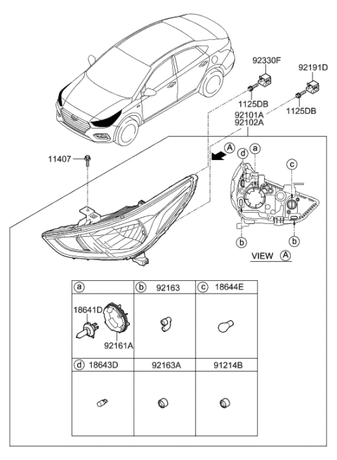 2018 Hyundai Accent Head Lamp Diagram 1