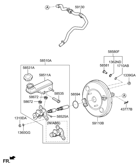 2022 Hyundai Accent Brake Master Cylinder & Booster Diagram