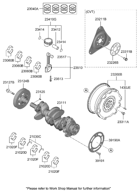 1991 Hyundai Sonata Bolt-Connecting Rod Diagram for 23513-2M000