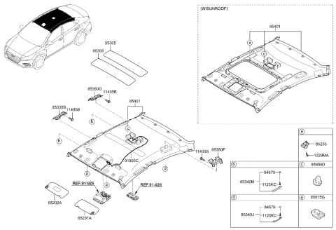 2019 Hyundai Accent Sun Visor Assembly, Left Diagram for 85210-H9000-XUG