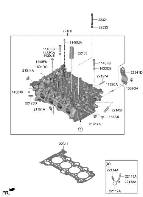 2019 Hyundai Accent Head Assembly-Cylinder Diagram for 22100-2M022