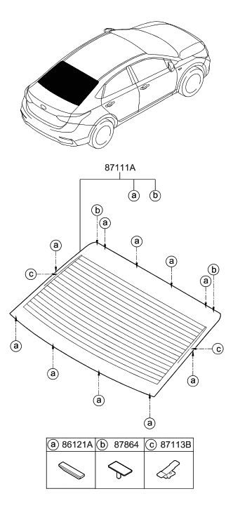 2021 Hyundai Accent Glass-Rear Window Diagram for 87110-J0010