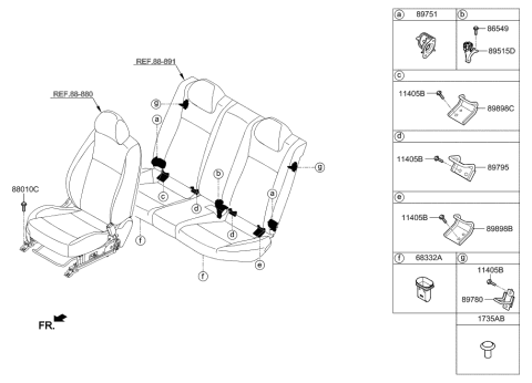 2018 Hyundai Accent Bracket Assembly-Child Lower Anchor Diagram for 89798-H9000