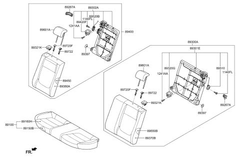 2021 Hyundai Accent Cushion Assembly-Rear Seat Diagram for 89100-J0010-PGC