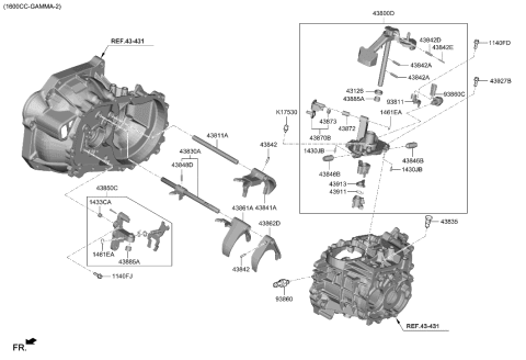 2022 Hyundai Accent Fork-Shift(1&2) Diagram for 43841-26AE0