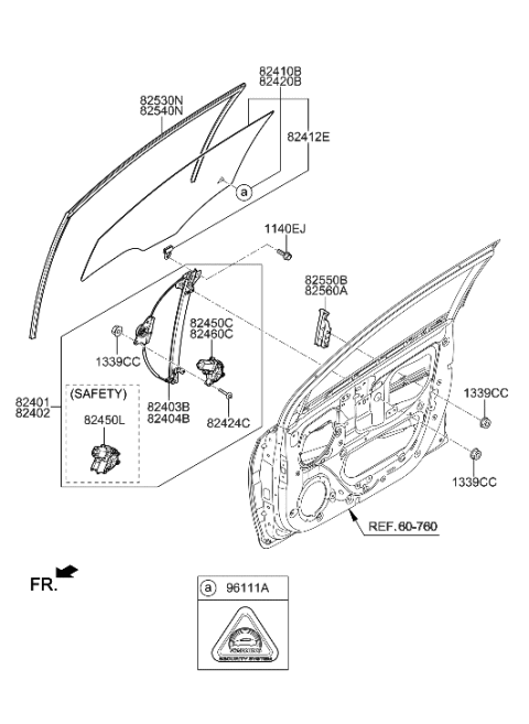 2019 Hyundai Accent Run Assembly-Front Door Window Glass LH Diagram for 82530-J0000