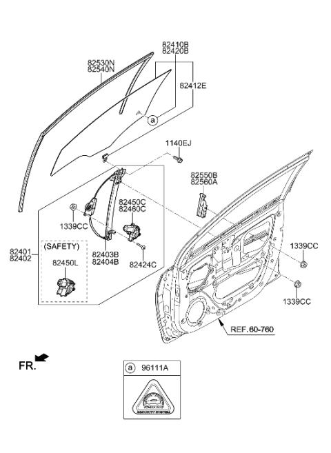 1992 Hyundai Sonata Motor Assembly-Front Power Window,LH Diagram for 82450-J0010