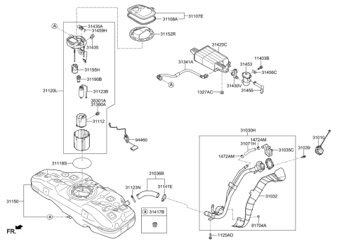 2018 Hyundai Accent Fuel Pump Sender Assembly Diagram for 94460-H9500