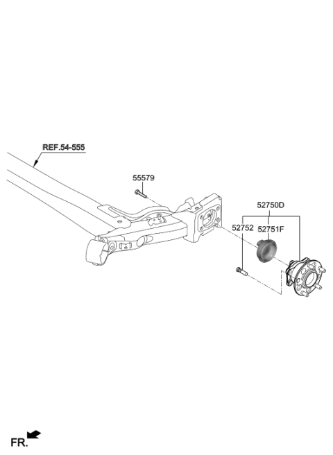 2020 Hyundai Accent Bearing-Rear Hub Unit Diagram for 52750-F9100