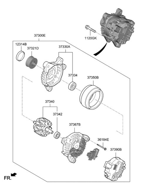 2021 Hyundai Accent Generator Assembly Diagram for 37300-2B970