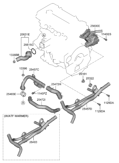 2020 Hyundai Accent Coolant Pipe & Hose Diagram 2