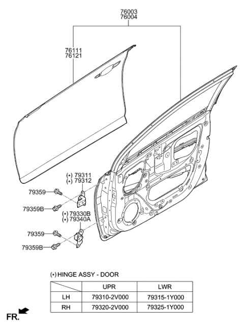 2018 Hyundai Accent Panel Assembly-Front Door,RH Diagram for 76004-J0010