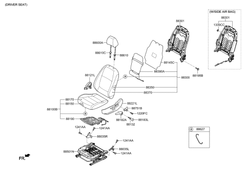 2018 Hyundai Accent Cover-Front Cushion Inside,RH Diagram for 88021-H9000-WK