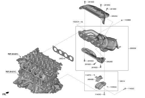 1992 Hyundai Sonata Gasket-Exhaust Manifold Diagram for 28521-2M100