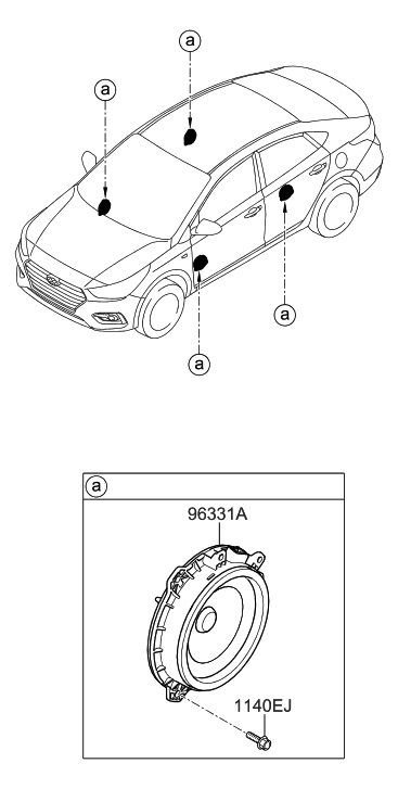 2018 Hyundai Accent Door Speaker Assembly Diagram for 96330-H9000