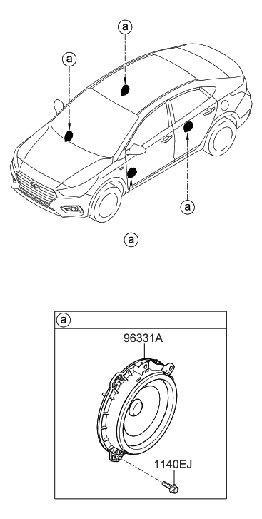 1991 Hyundai Sonata Door Speaker Assembly Diagram for 96330-H9000