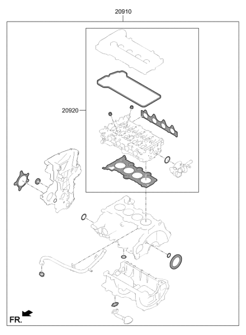2020 Hyundai Accent Gasket Kit-Engine Overhaul Upper Diagram for 20920-2BB03