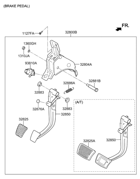 2022 Hyundai Accent Brake & Clutch Pedal Diagram 1