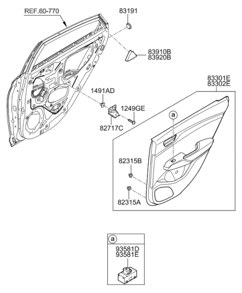 2020 Hyundai Accent Cover Assembly-Rear Door Delta Inner,LH Diagram for 83910-J0000-4X