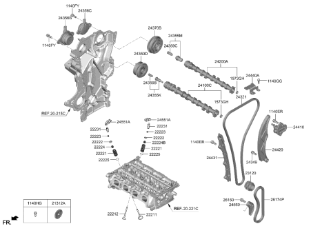 2018 Hyundai Accent Valve-Exhaust Diagram for 22212-2M005