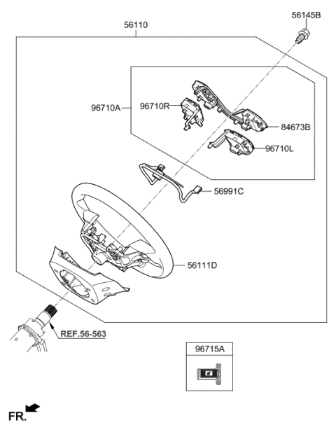 1991 Hyundai Sonata Steering Remote Control Switch Assembly Diagram for 96700-J0200-RDR
