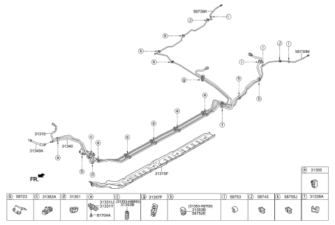 2018 Hyundai Accent Holder-Fuel Tube Diagram for 31331-F2900