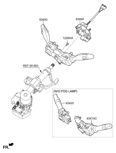 2019 Hyundai Accent Clock Spring Contact Assembly Diagram for 93490-G3140