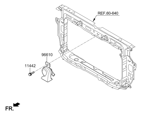 2011 Hyundai Sonata Hybrid Horn Assembly-Low Pitch Diagram for 96611-H8200
