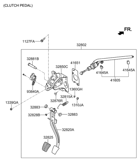 1992 Hyundai Sonata Clutch Master/Cylinder & Hose Diagram for 41605-F9100