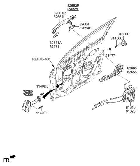 1992 Hyundai Sonata Latch Assembly-Front Door,LH Diagram for 81310-J0010