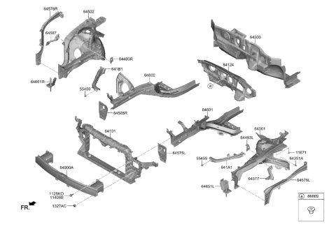 2020 Hyundai Sonata Fender Apron & Radiator Support Panel Diagram