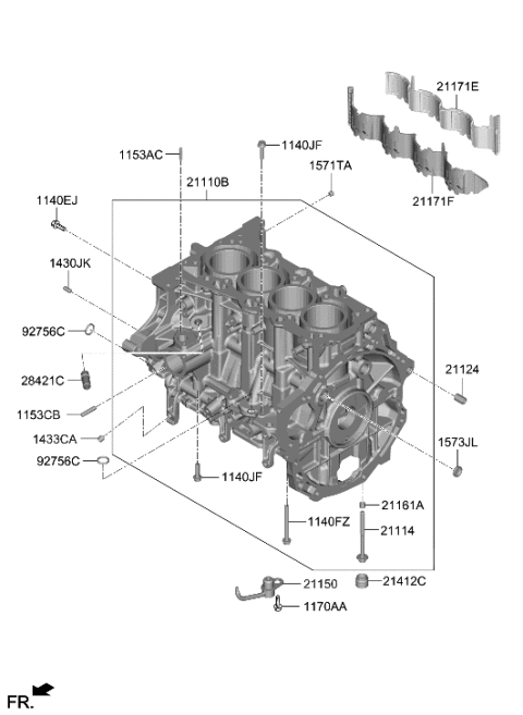 2020 Hyundai Sonata Insert-Water Jacket In Diagram for 21171-2M011