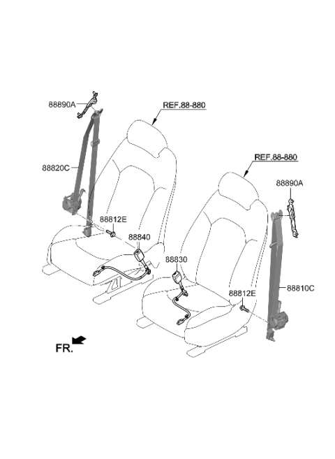 2020 Hyundai Sonata Front Right Seat Belt Assembly Diagram for 88820-L0000-NNB