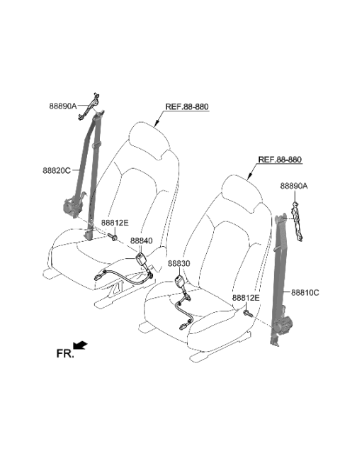 2020 Hyundai Sonata Buckle Assembly-FR S/BELT,LH Diagram for 88830-L0110-NNB