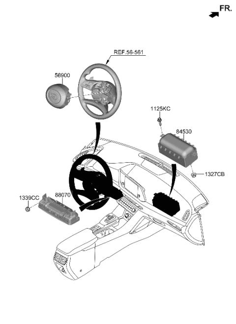 2021 Hyundai Ioniq Module Assembly-STRG Wheel Air Bag Diagram for 80100-L0500-YTH
